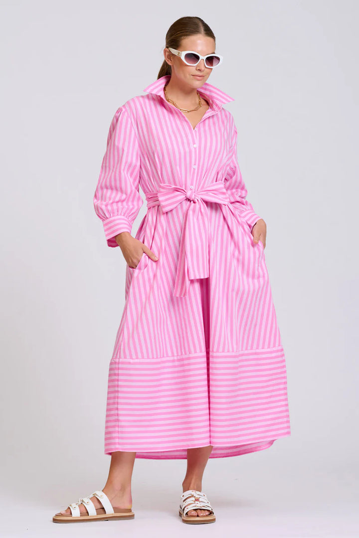 The Martha Dress - Double Pink Stripe