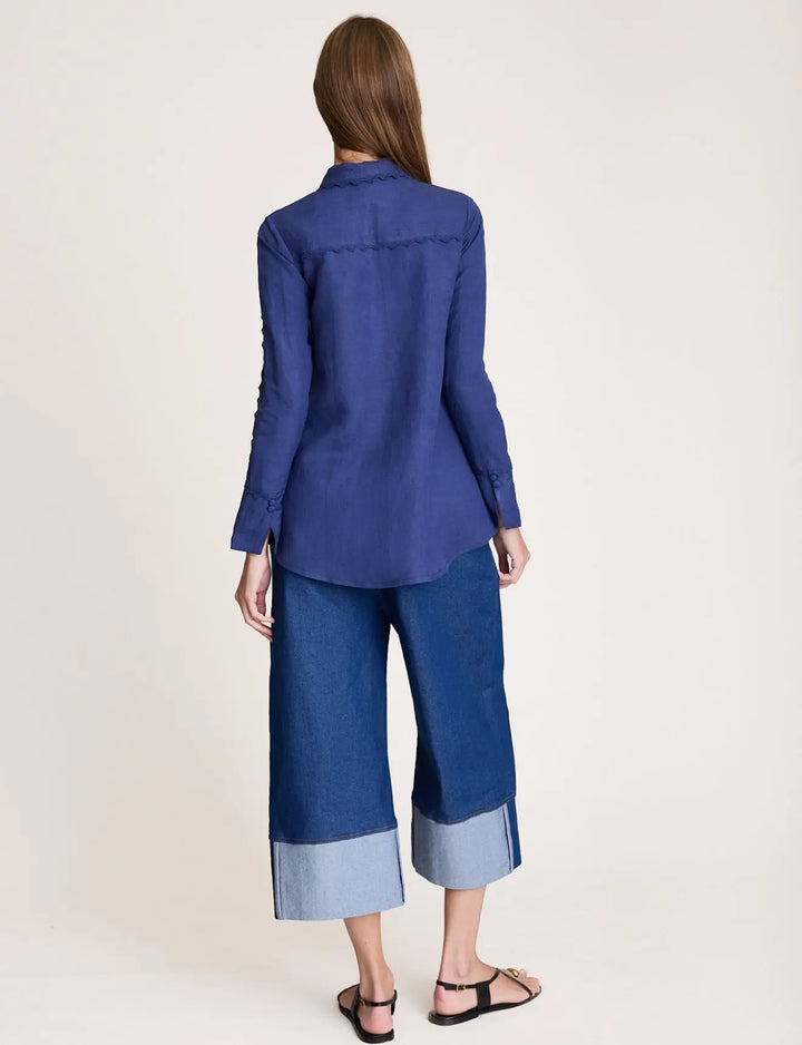Crop Cuff Denim Pant - Blue