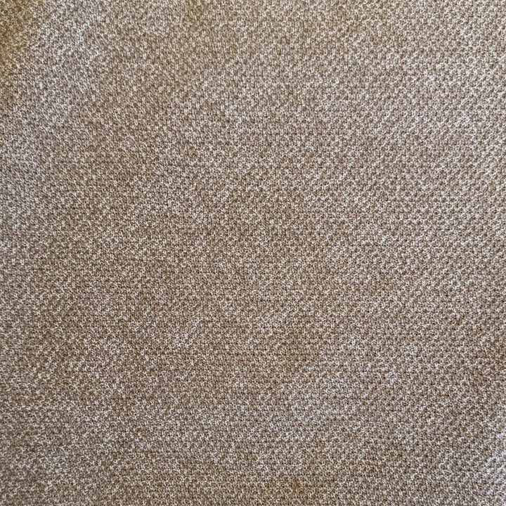 A close-up of a woven fabric texture in a warm taupe-brown color with subtle lighter beige highlights.