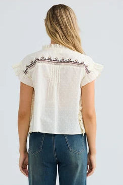 Saskia Tie Top - Natural Dobby