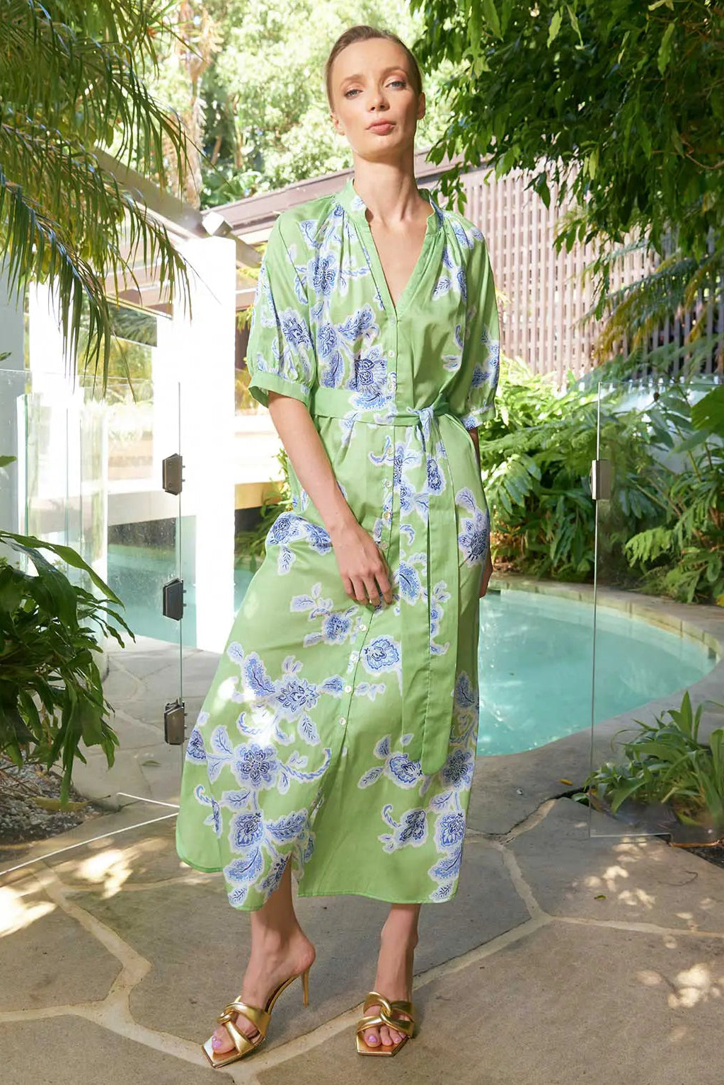 Taylor Sundance Ankle Dress Green