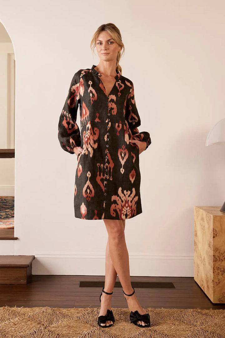 Ayala Ikat Dress - Charcoal