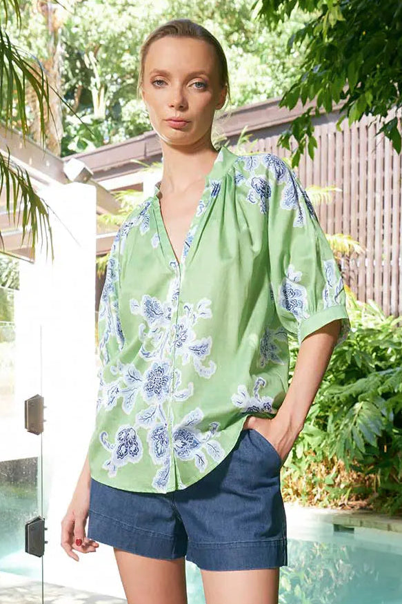 The Dreamer Label Taylor Sundance Blouse Green