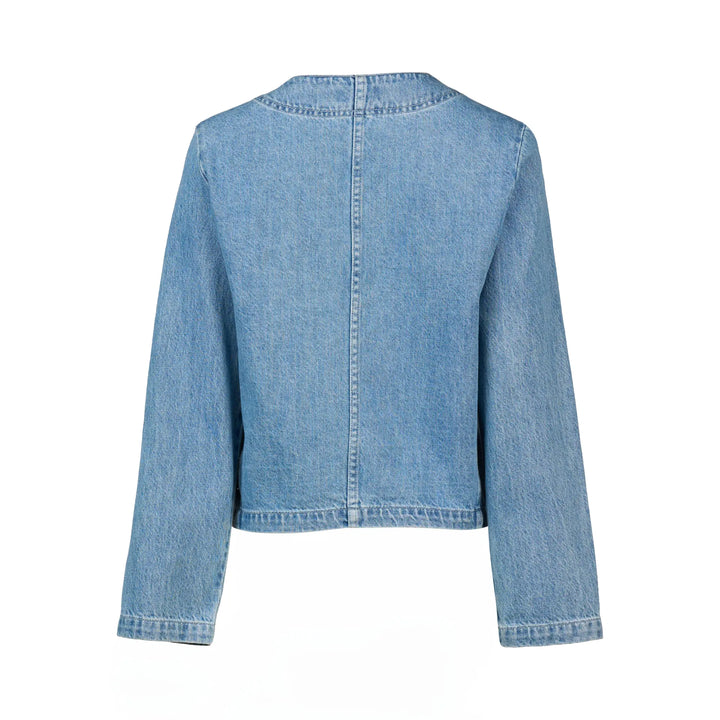 Vassali Collarless Denim Jacket Light Wash