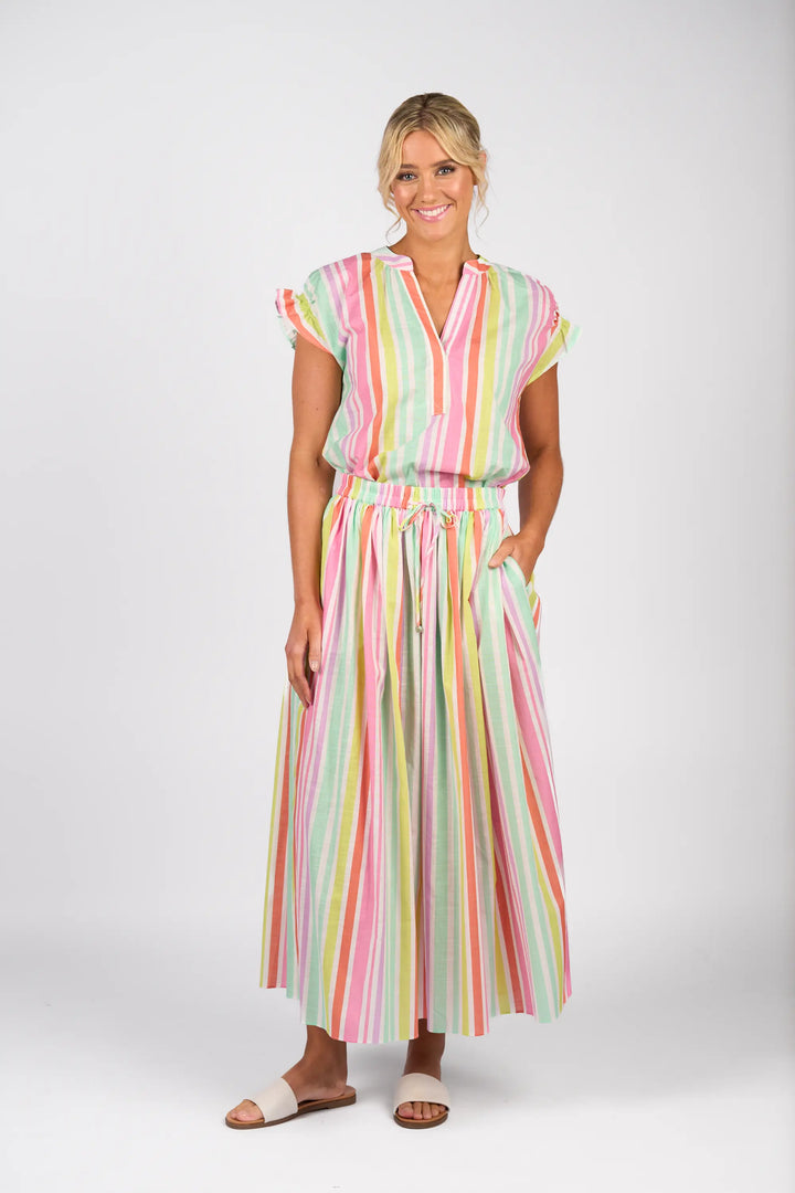 Elastic Waist Maxi Skirt - Cabana