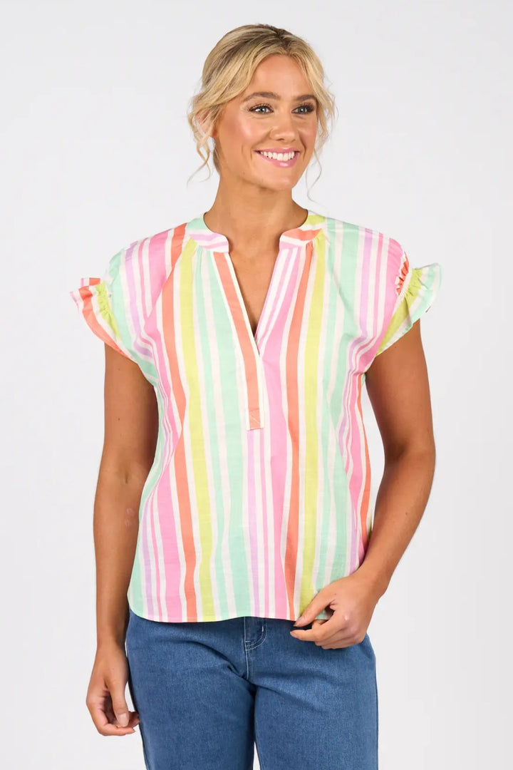 Vassali Printed Drop Shoulder Top Cabana
