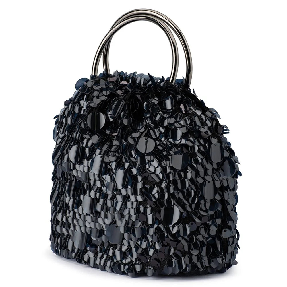 Vera Sequin Top Handle - Black