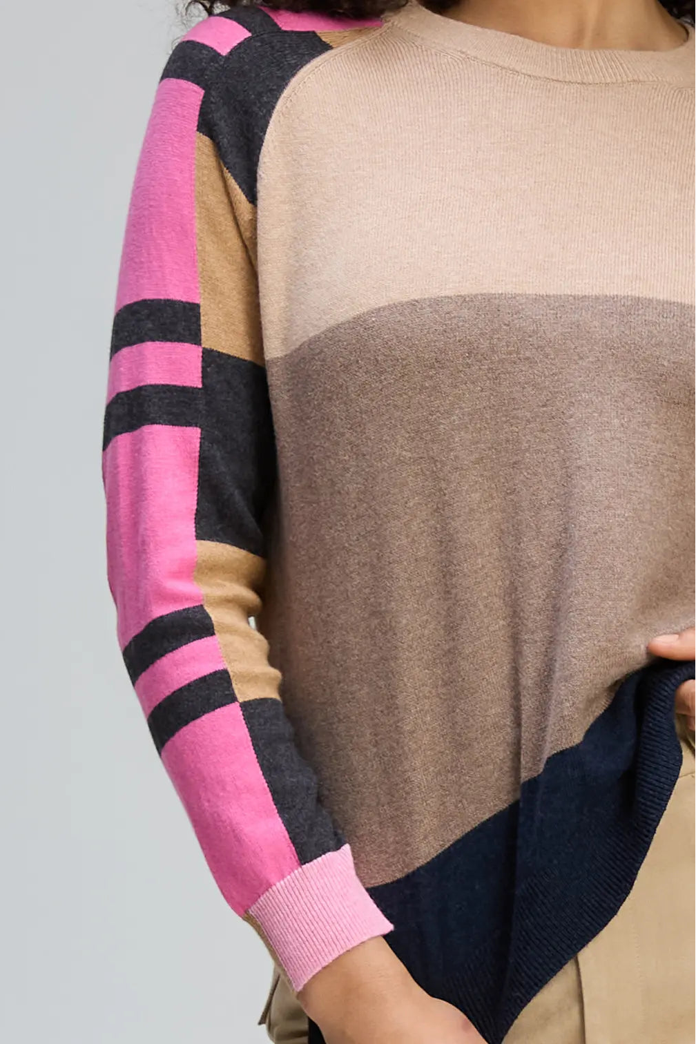 Colour Block Jumper - Oat