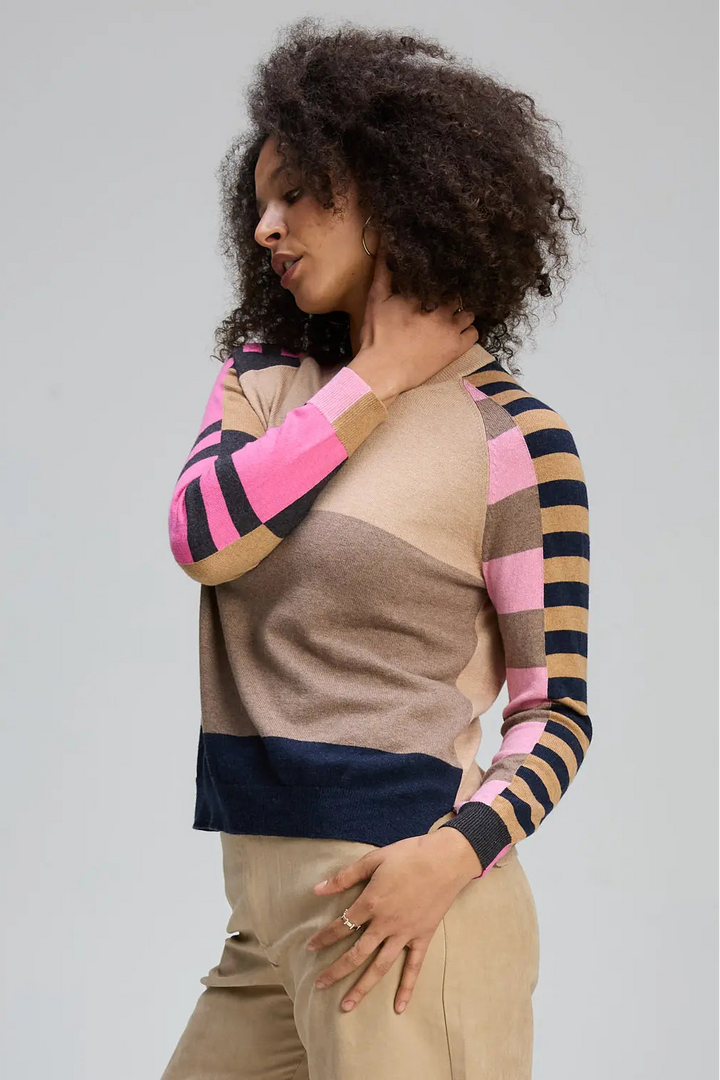 Colour Block Jumper - Oat