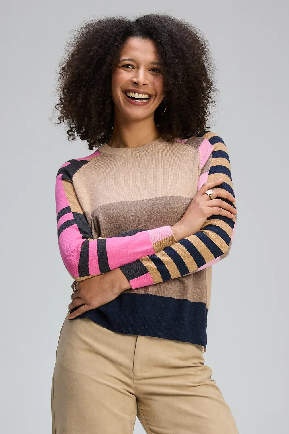 Colour Block Jumper - Oat
