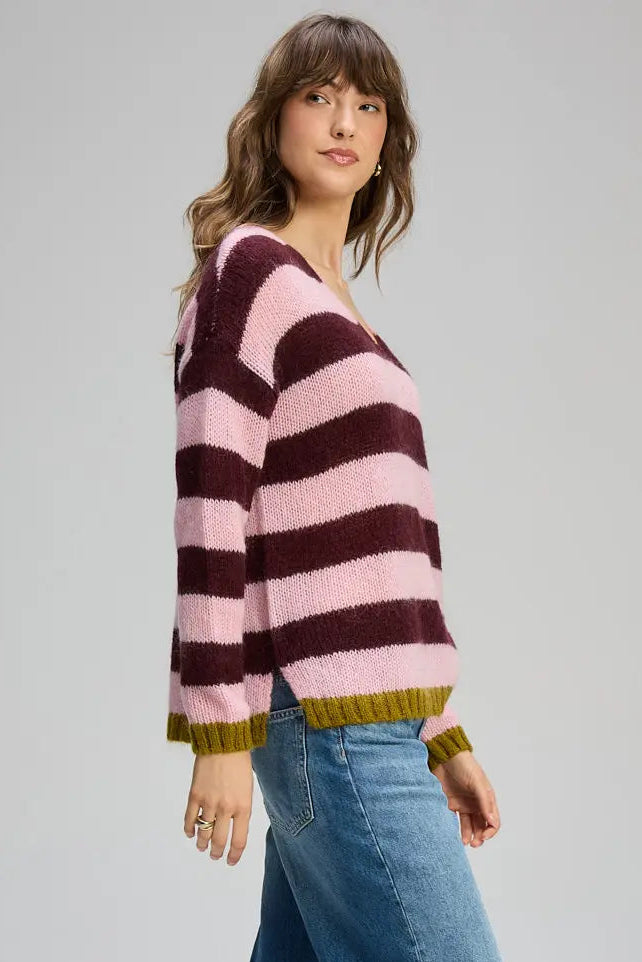 Cozy Kid V Stripe - Sugar Plum