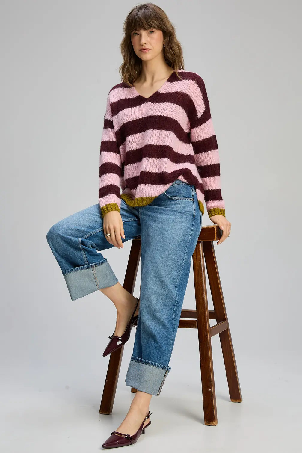 Cozy Kid V Stripe - Sugar Plum