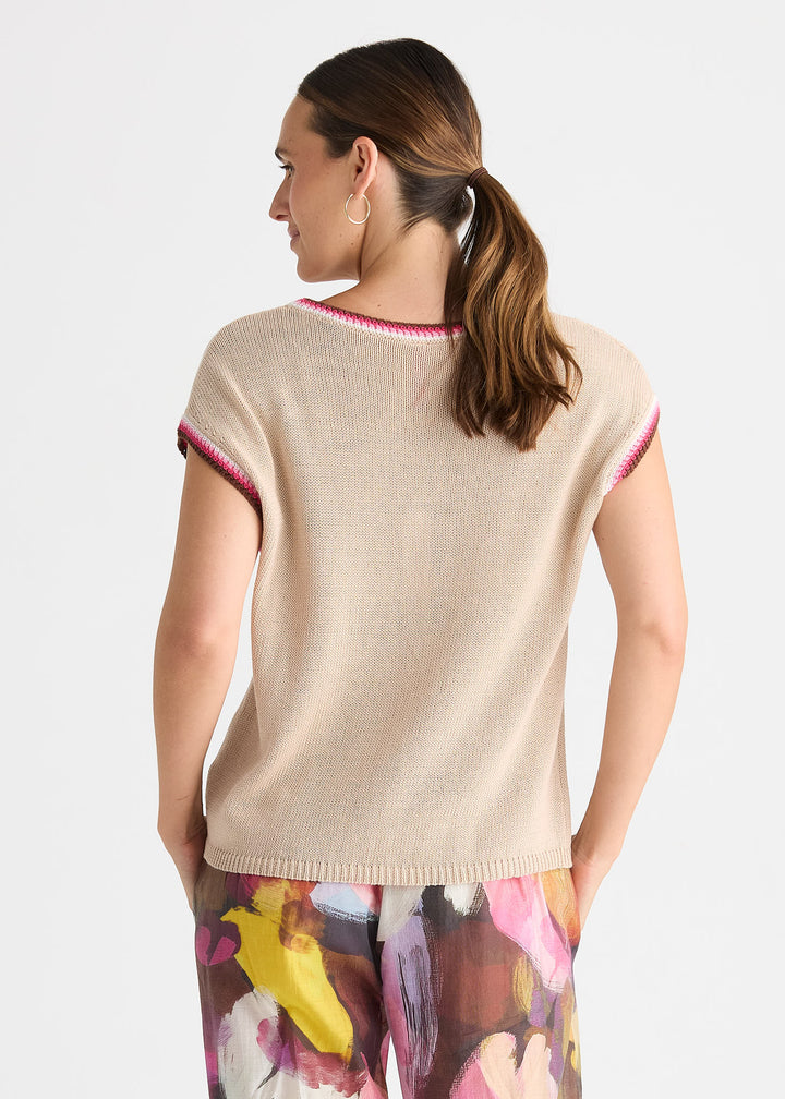 Crochet Trim Tank - Raspberry