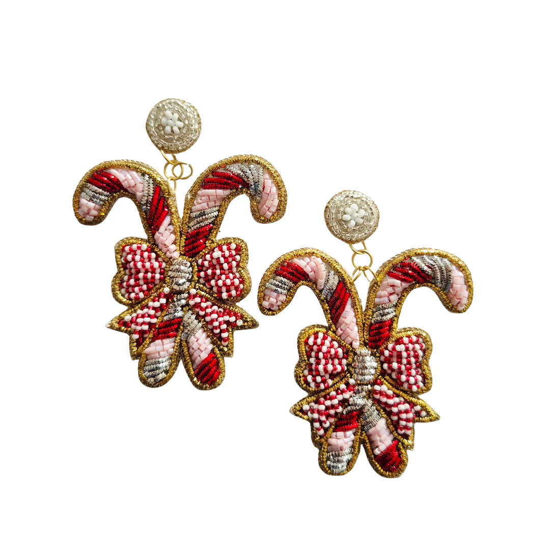 Beaded Candy Cane Earrings EA2530