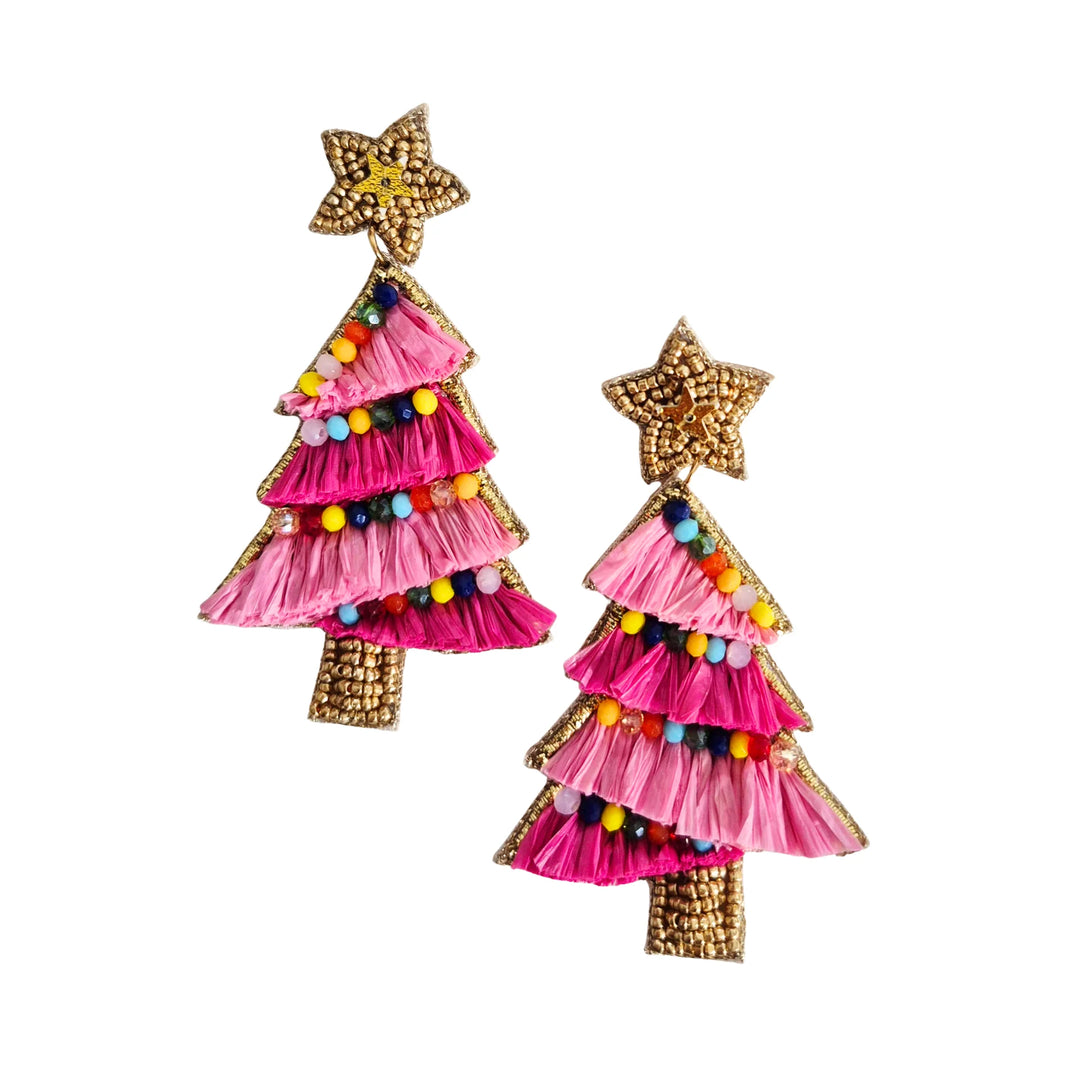 Beaded Christmas Tree Earrings EA13