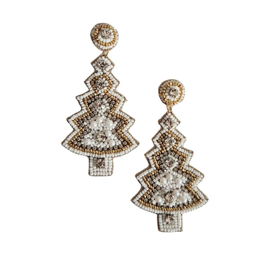 Beaded Christmas Tree Earrings EA14