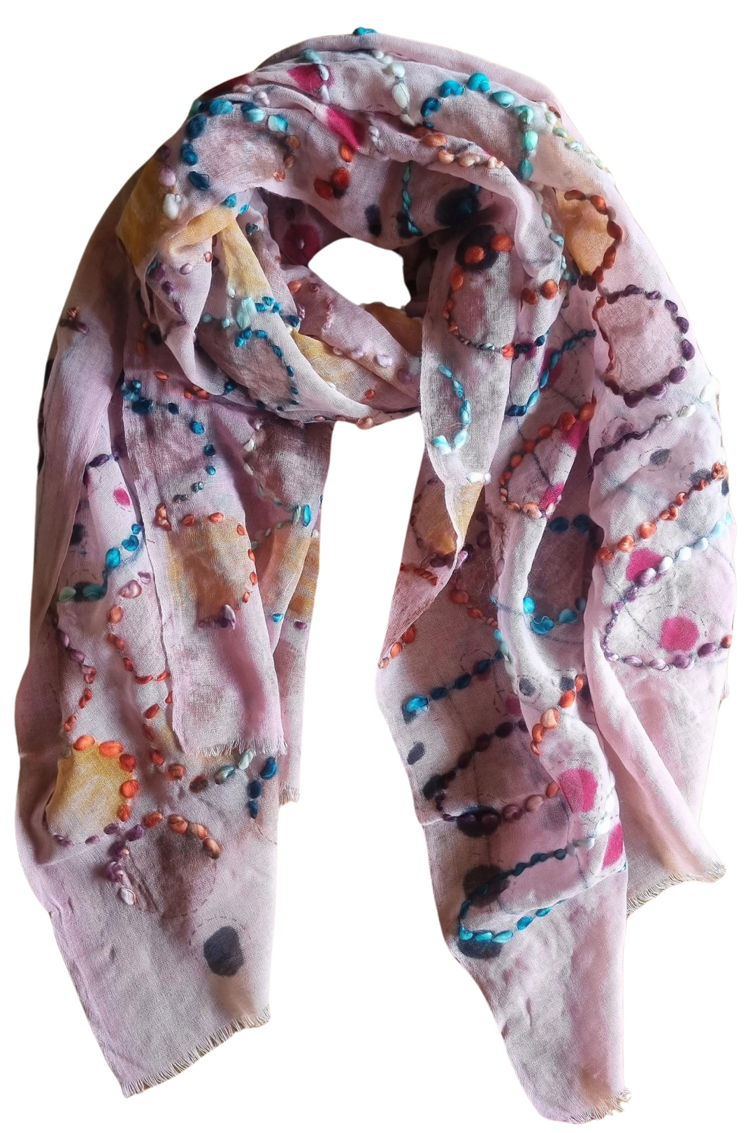 Colorful scarf with abstract pattern on a white background
