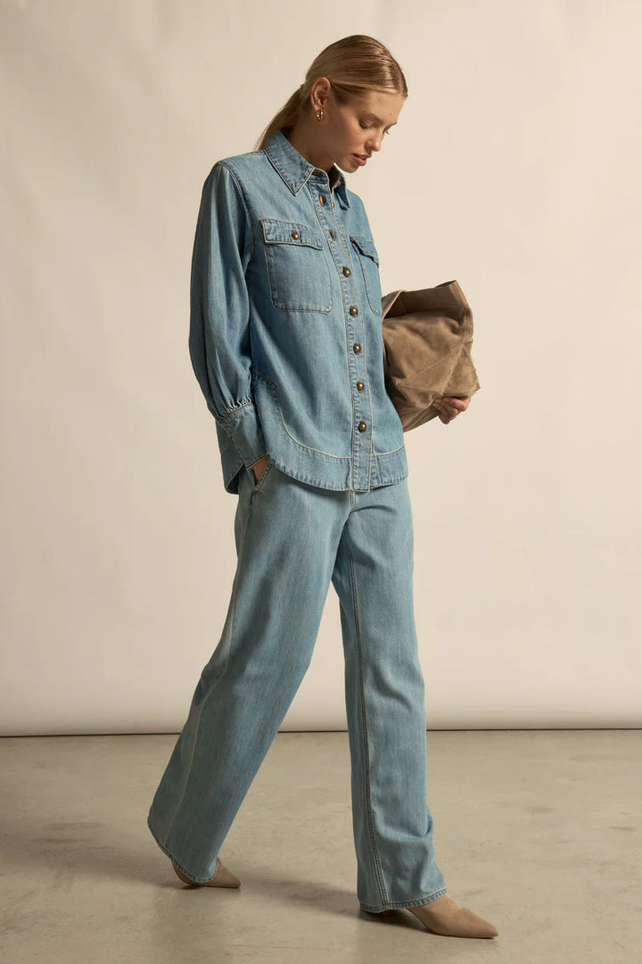 Crest Top - Light Washed Denim