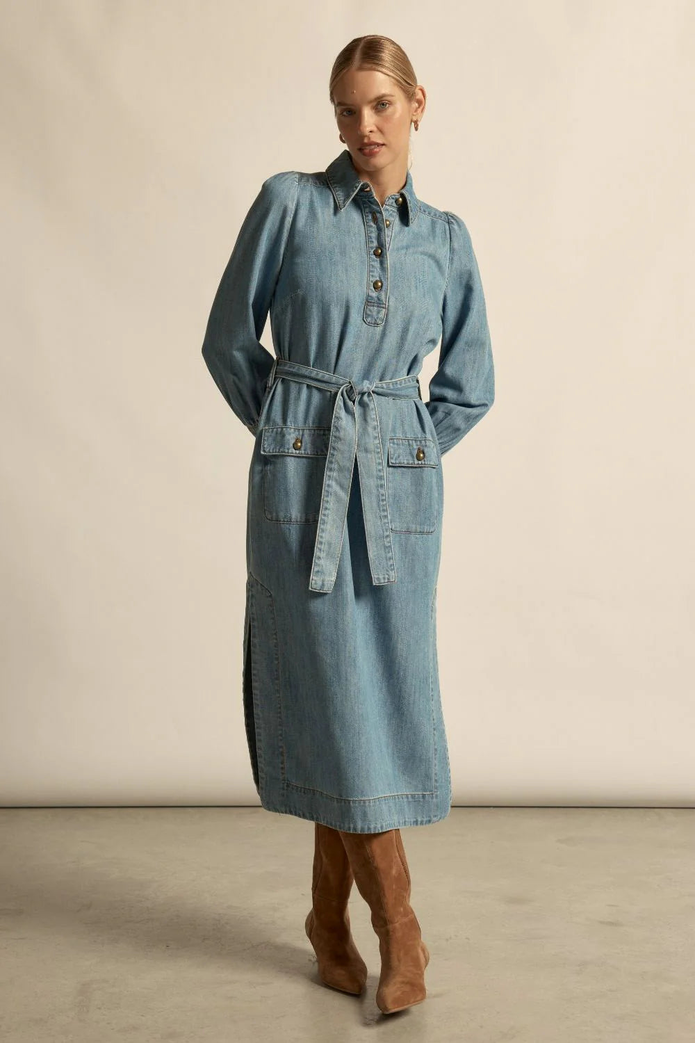 Echelon Dress - Light Wash Denim