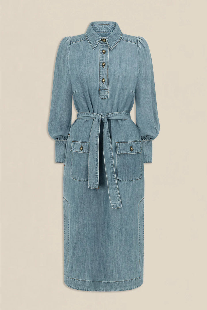 Echelon Dress - Light Wash Denim