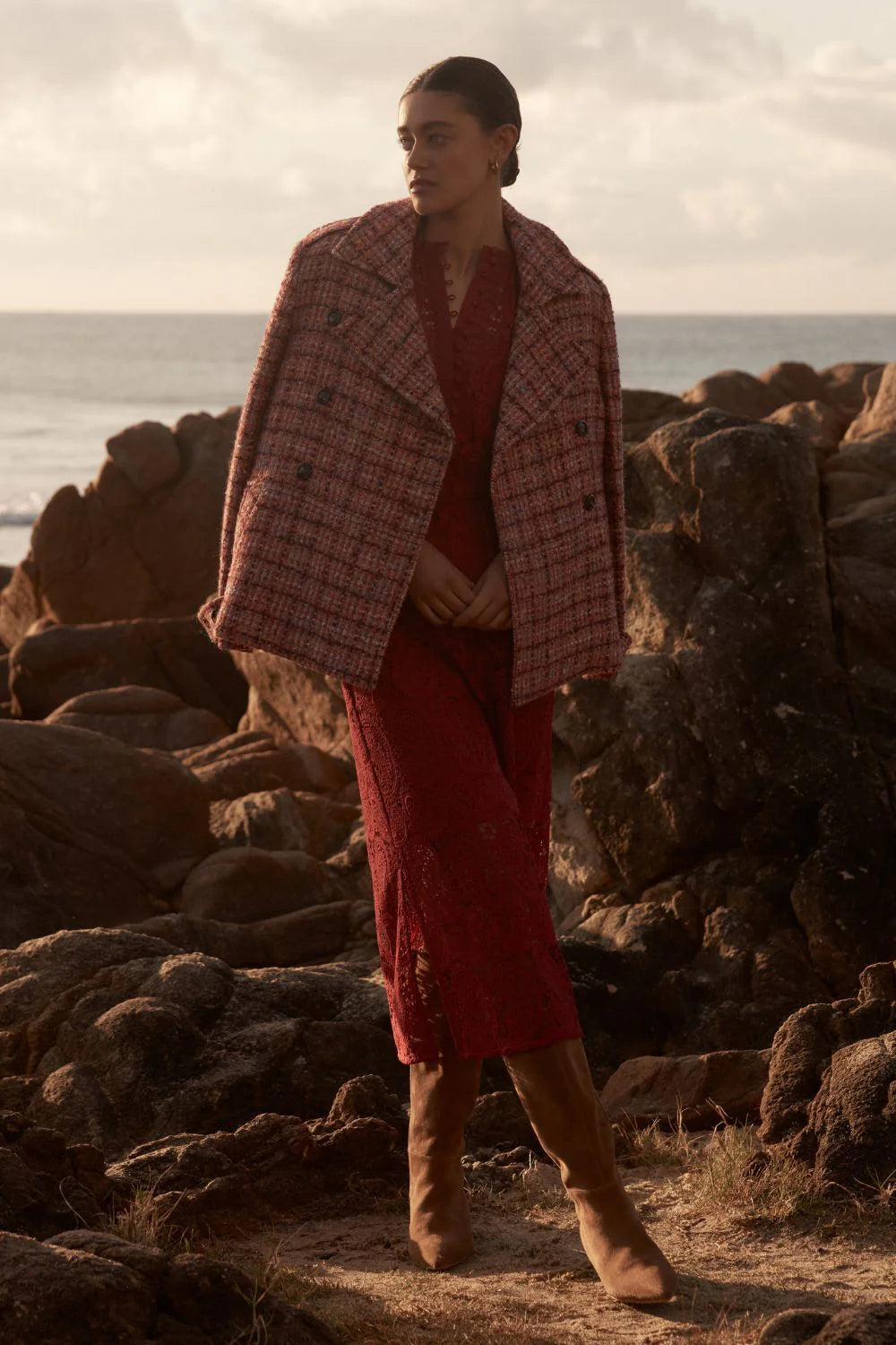 Revel Coat - Berry Check