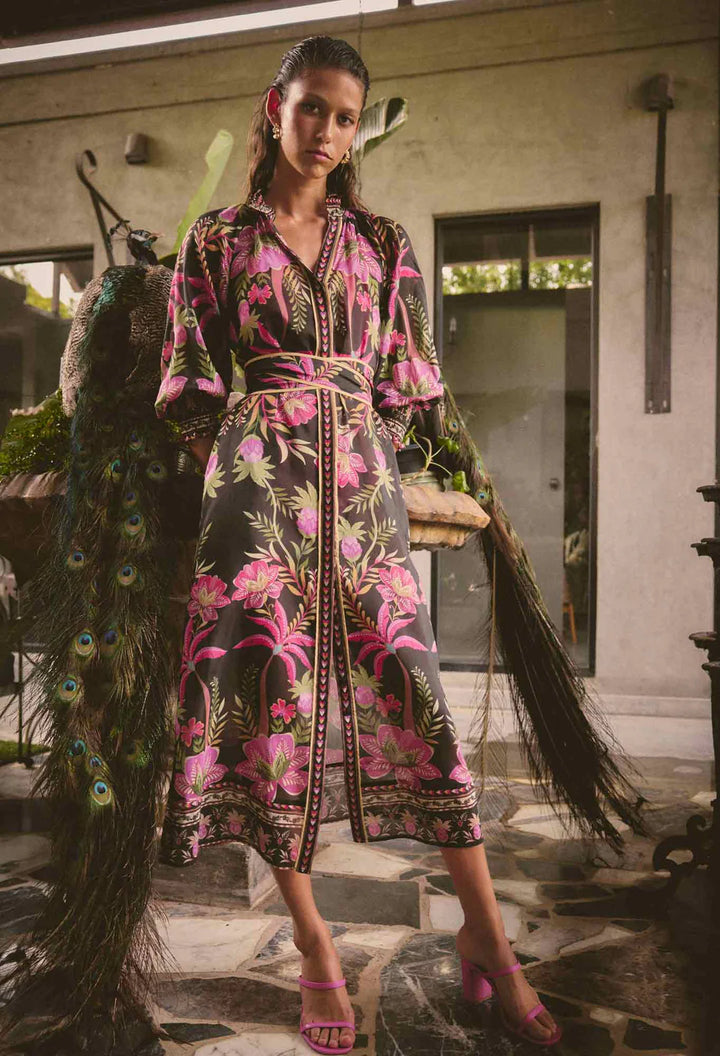 Once Was Carmen Silk Cotton Maxi Dress Anthos Lotos