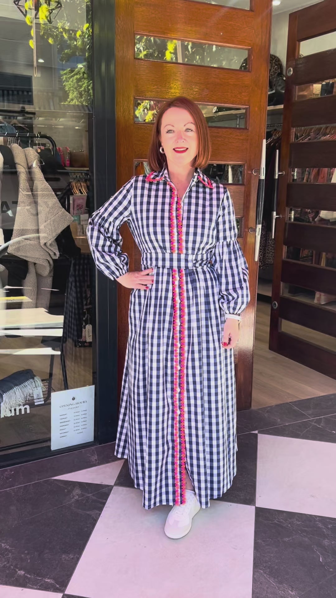 Alejandra Dress - Navy Gingham