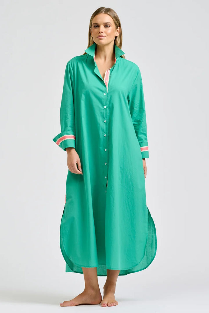 Pia Longline Shirtdress - Marine Green