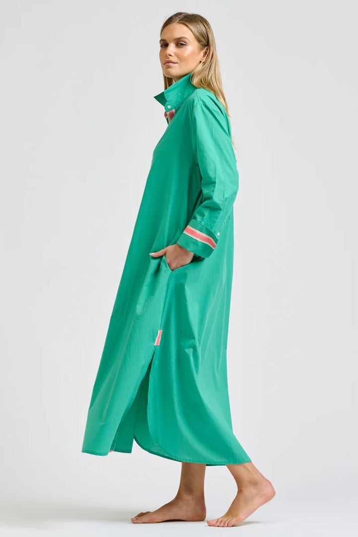 Pia Longline Shirtdress - Marine Green