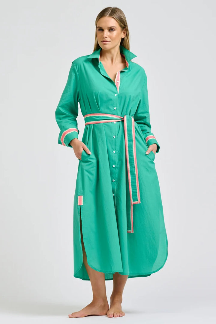 Pia Longline Shirtdress - Marine Green