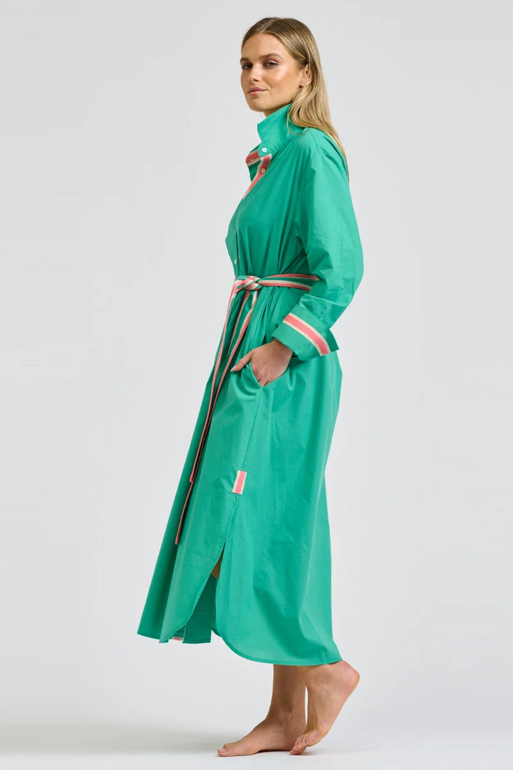 Pia Longline Shirtdress - Marine Green