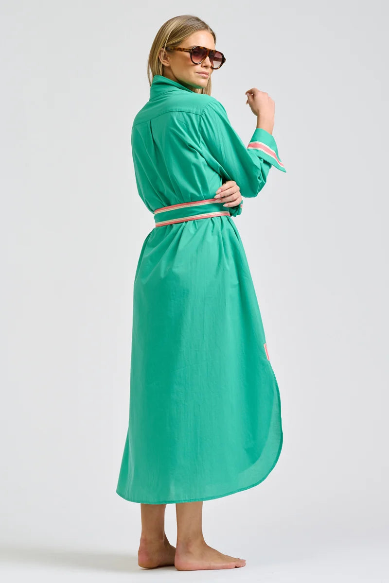 Pia Longline Shirtdress - Marine Green