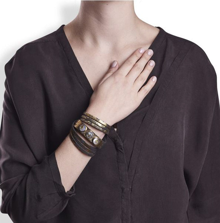 Noosa Amsterdam Petite Wrap Bracelet - Gold Foil / Sand