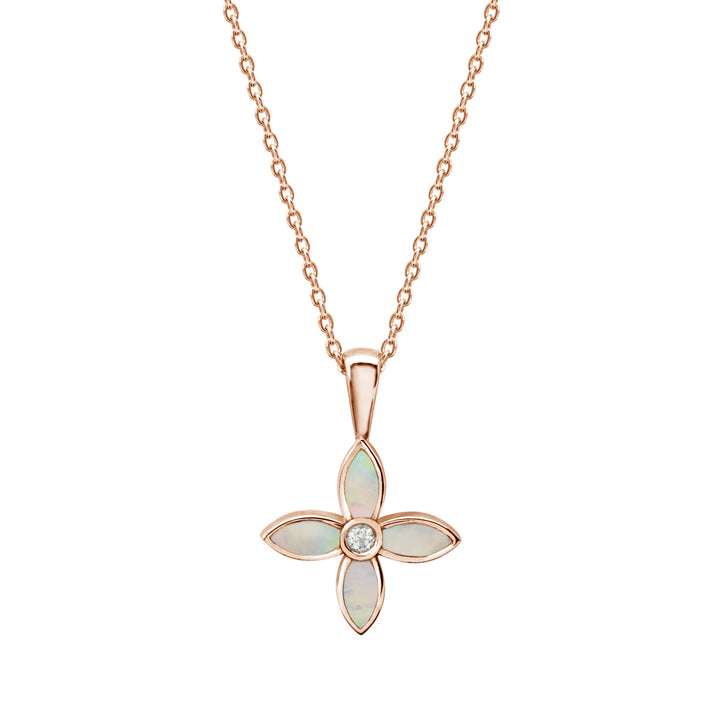 Desert Flower Necklace with Mother of Pearl - Rose Gold
