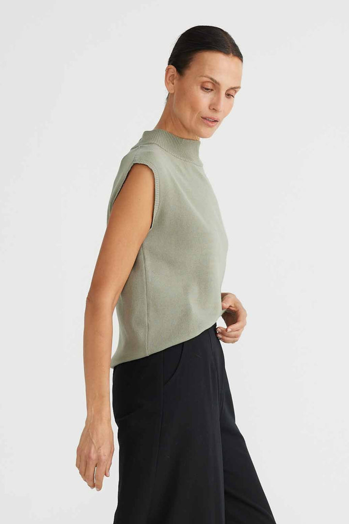 Maxine Sleeveless Top - Moss