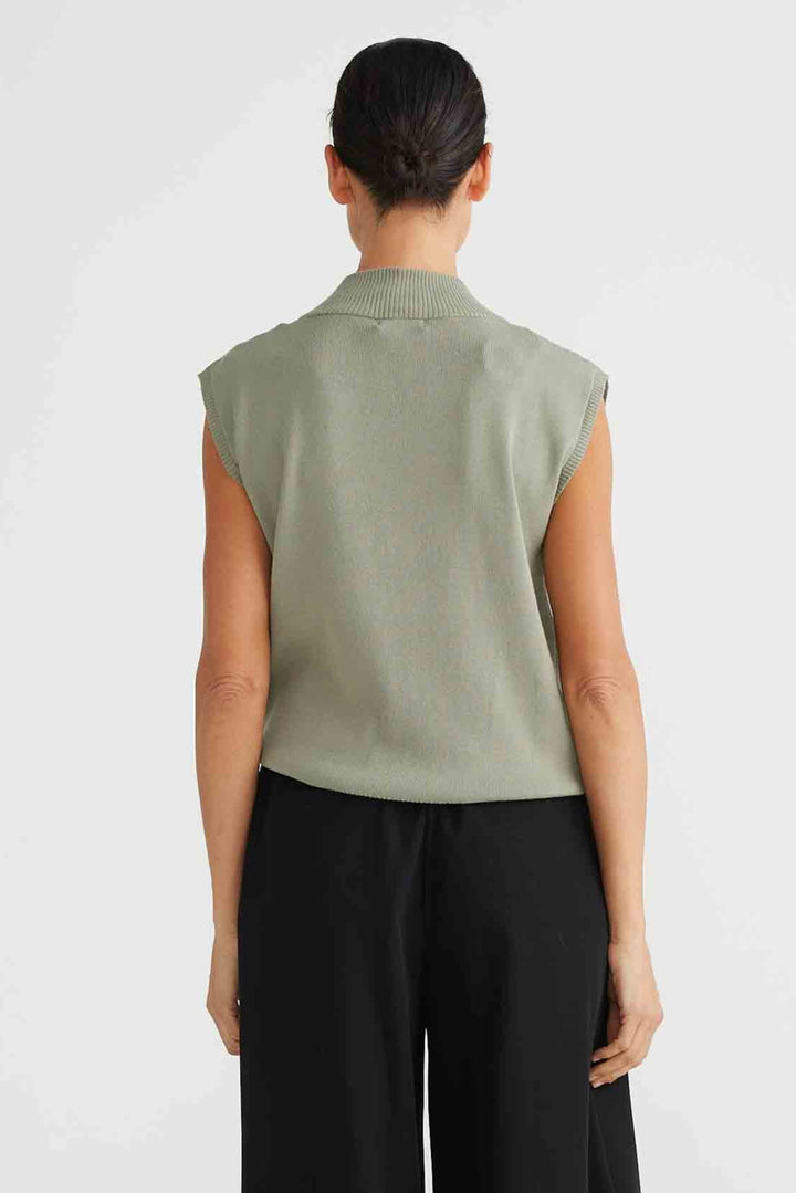 Maxine Sleeveless Top - Moss