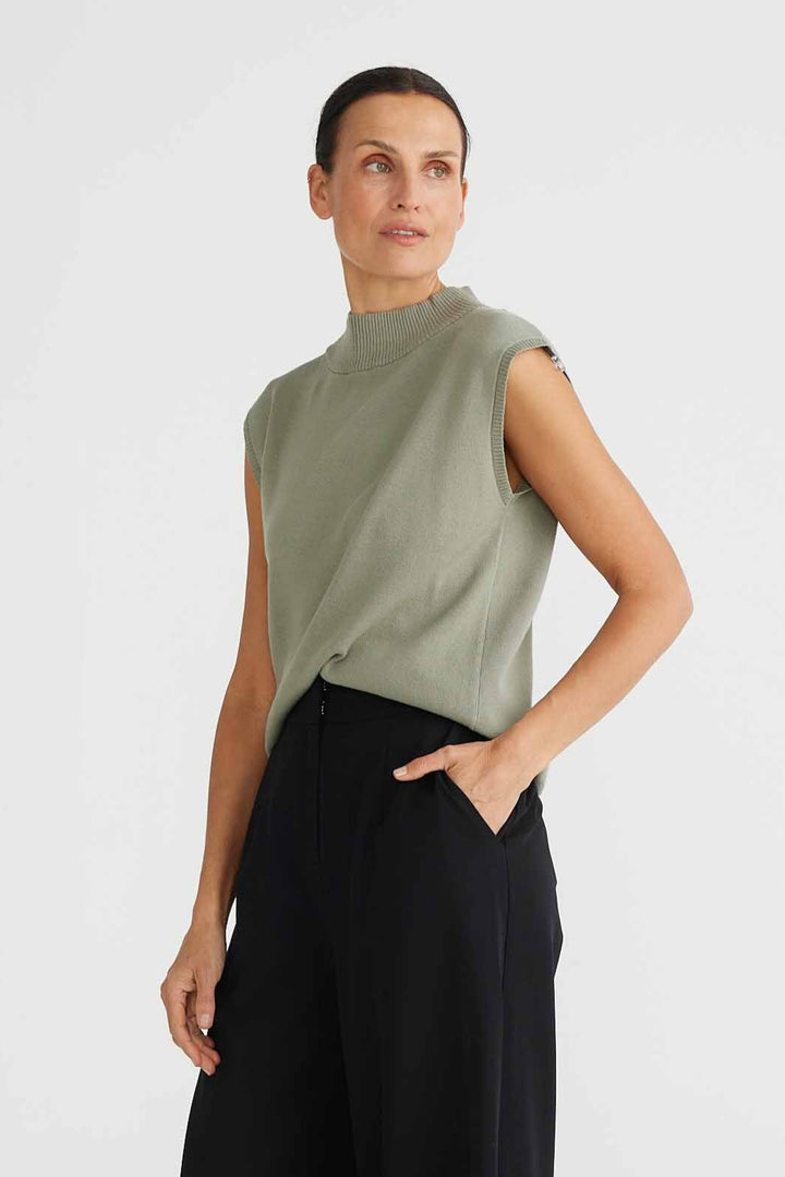 Maxine Sleeveless Top - Moss