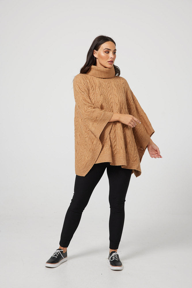 Claudine Poncho - Tan