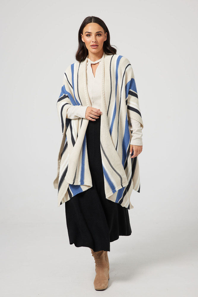 Prairie Poncho - Denim Multi Stripe