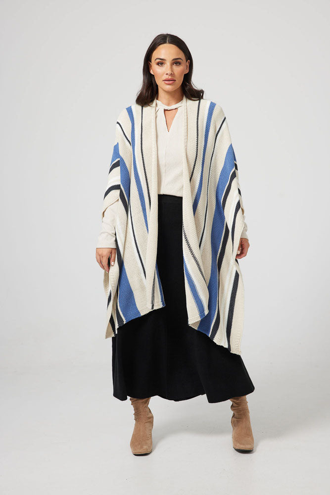 Prairie Poncho - Denim Multi Stripe