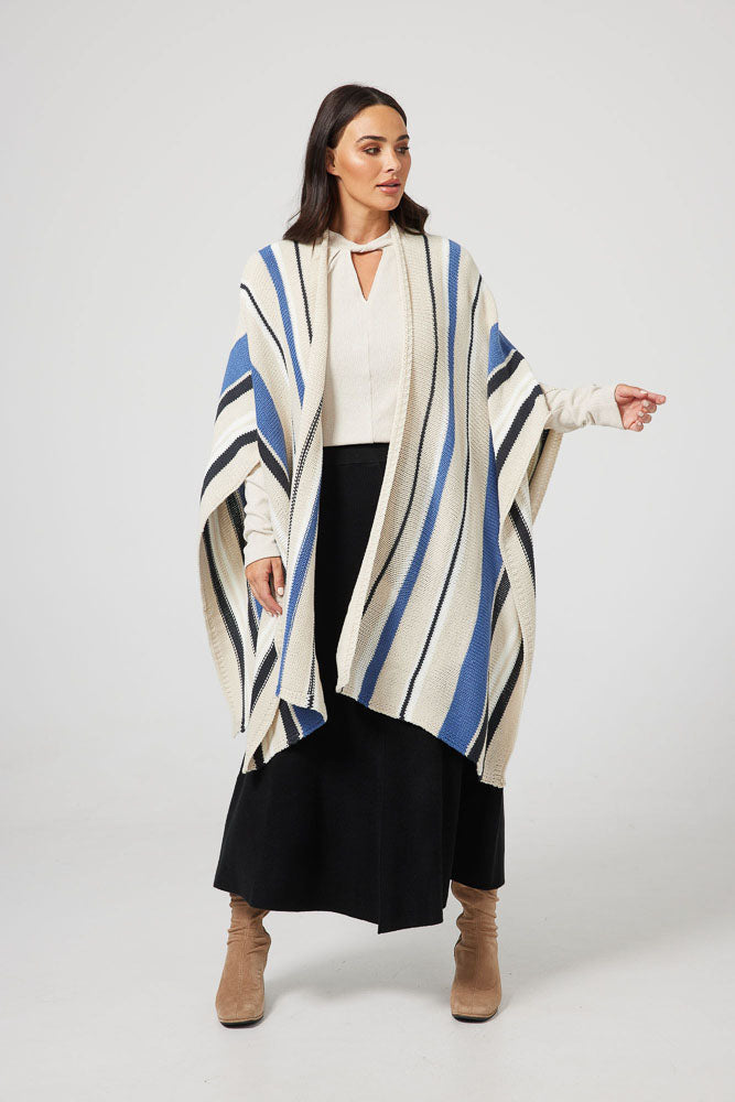 Prairie Poncho - Denim Multi Stripe