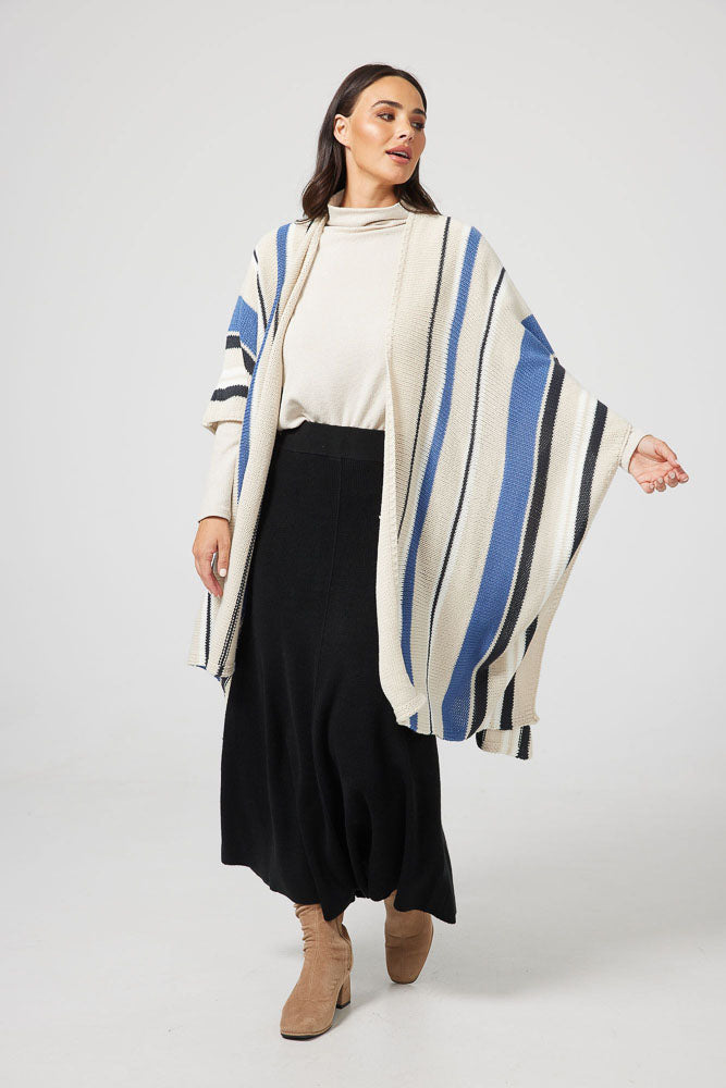Prairie Poncho - Denim Multi Stripe
