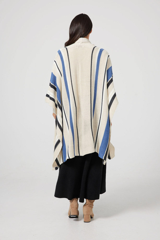 Prairie Poncho - Denim Multi Stripe