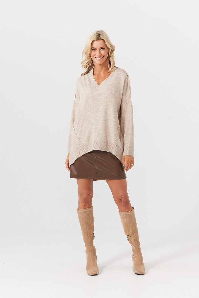 Wiltshire V Neck Knit - Natural