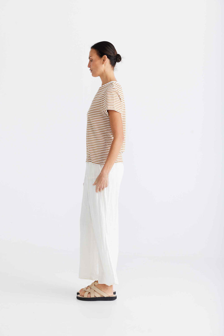 Essential Stripe Tee - Toffee & White