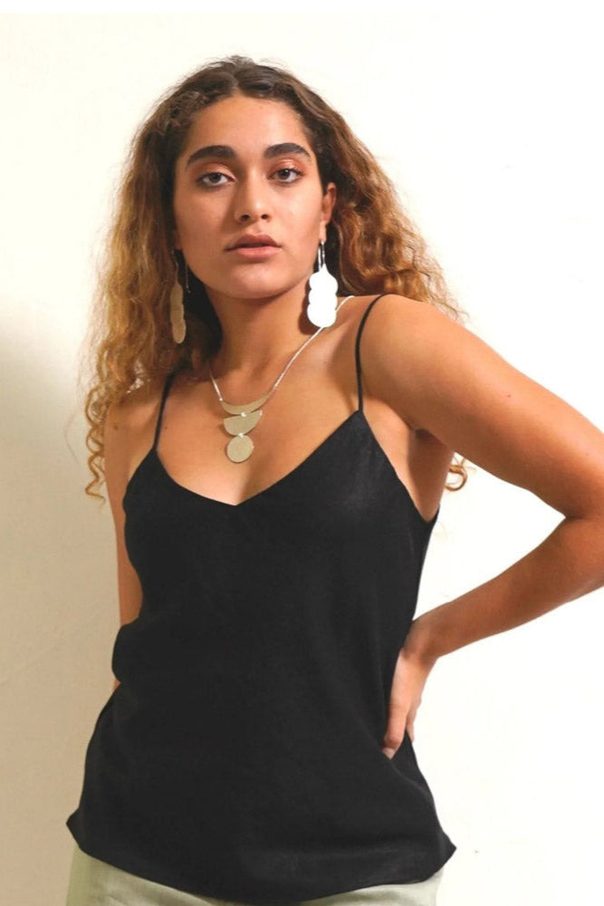 Bias Camisole - Onyx Linen
