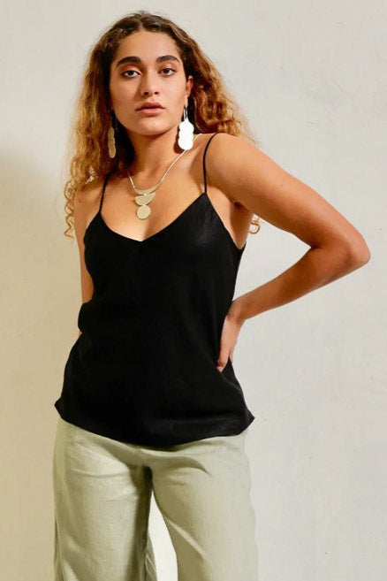 Bias Camisole - Onyx Linen