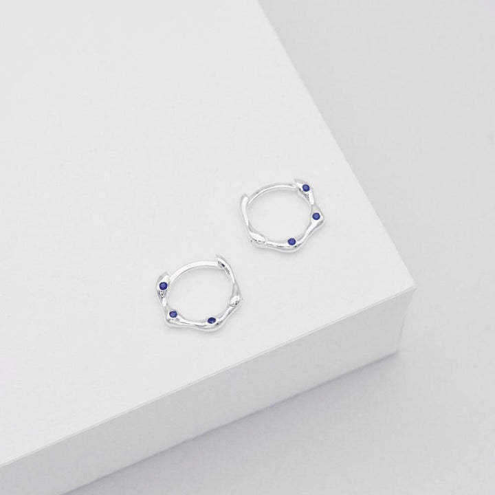 Linda Tahija Sapphire Organica Mini Huggie Earrings - Silver
