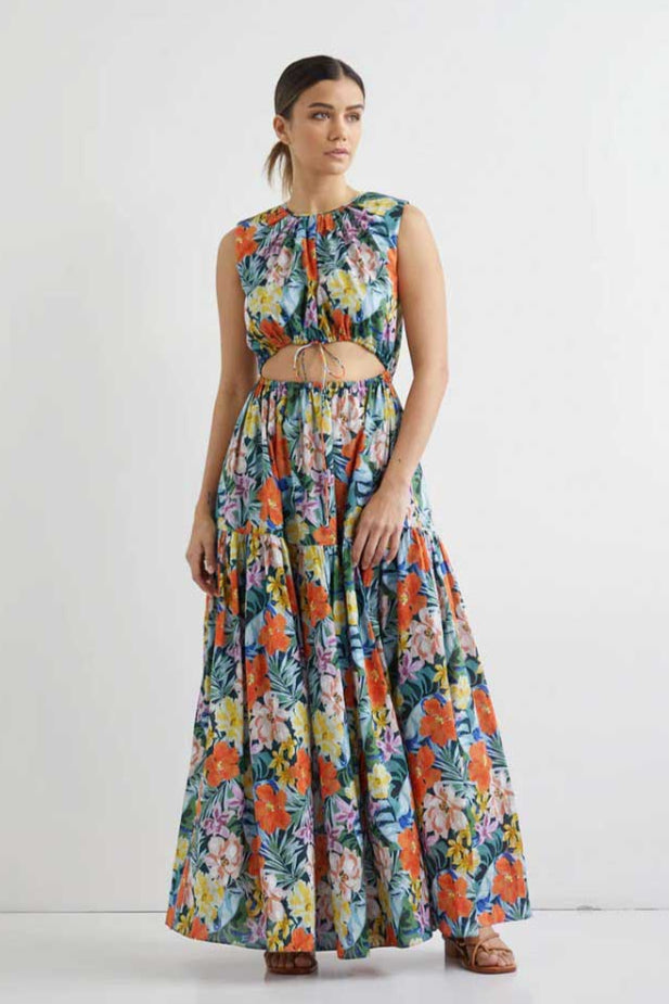 Sleeveless Vine Maxi Dress - Rest Floral