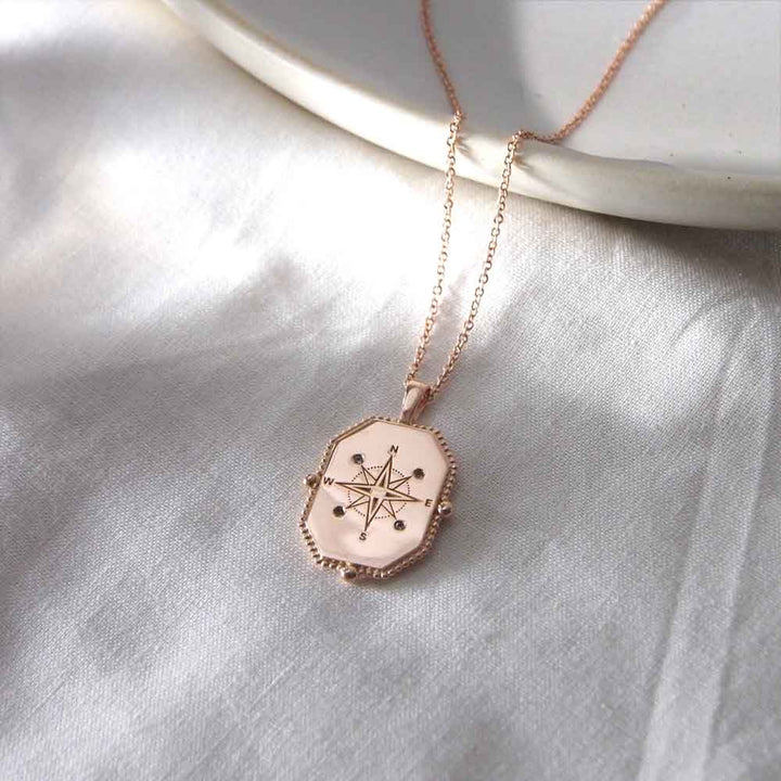 Compass Necklace - Rose Gold